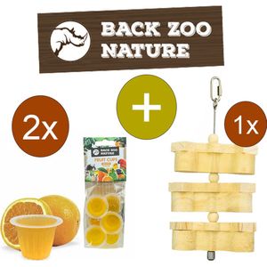 Back Zoo Nature Fruitkuipjes Sinaasappel - Vogelsnack - Inclusief Foerageerhouder - Foerageren