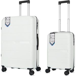 Traveller Set - S+L Reiskoffers 20' en 28' - 39L en 93L - Lichtgewicht Harde Koffers - Wit - Met Ingebouwde TSA Slot - Voor Vliegtuig en Vakanties