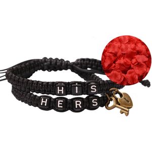 His & Hers Armband Set + Rozenblaadjes = Valentijn Cadeautje voor Hem en Haar - Valentijnsdag voor Mannen Cadeau Kadootjes
