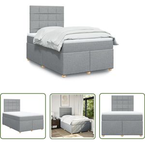 The Living Store Boxspring met matras stof lichtgrijs 120x190 cm - Boxspring - Tweepersoonsbed - Slaapcomfort - Pocketveringmatras - Adjustable Headboard