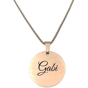 Ketting RVS Met Naam Gravering - Gabi - Rosegoud - Rond