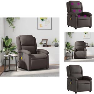 vidaXL Massagestoel - Massagestoelen - Fauteuil - Relaxfauteuil - Massagestoel verstelbaar echt leer donkerbruin