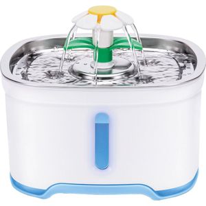 BRASQ Drinkfontein kat en hond 2,5 Liter - Waterfontein - Kattenfontein - Waterdispenser - Dieren drinkbak - Wit - BPA vrij - geruisloos - Inclusief 4 reservefilters + accessoires