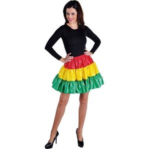 Magic By Freddy's - Brazilie & Samba Kostuum - Rock Around The Clock Volangen Rok Limburg Vrouw - Rood, Geel, Groen - XL - Carnavalskleding - Verkleedkleding