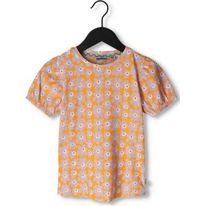 Moodstreet T-shirt Aop Flower With Puffed Sleeve Tops & T-shirts Meisjes - Shirt - Lila - Maat 110/116