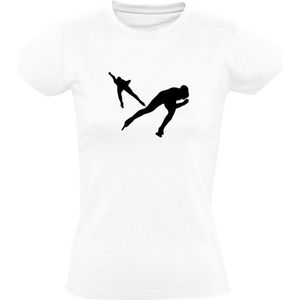 Wedstrijdschaatsen Dames T-shirt | sport | schaatsen | marathonschaatsen | Wit