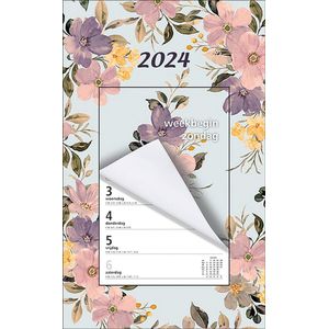 MGPcards - Week Scheurkalender 2024 - Week begint op Zondag - Bloemen - Pastel Roze