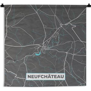 Wandkleed - Wanddoek - Kaart – Plattegrond – Stadskaart – Neufchâteau – België - Grijs - 180x180 cm - Wandtapijt