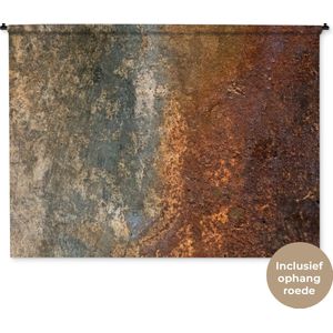 Wandkleed - Wanddoek - Staal - Roest - Oud - Oranje - Grijs - Patroon - Abstract - 180x135 cm - Wandtapijt
