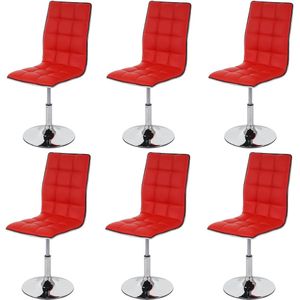 Set van 6 eetkamerstoelen MCW-C41, keukenstoel, in hoogte verstelbaar, draaibaar, kunstleer MVG-gecertificeerd ~ rood