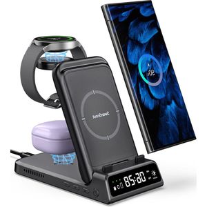 Wireless Charger Samsung 703S 3-in-1 Draadloze Oplader Galaxy S24+ S24 S23 Ultra S23 S22 Z Fold 6 Galaxy Watch 7 6 6 Classic 5 4 3 Galaxy Buds 3 3 Pro Live in Oplaadstation