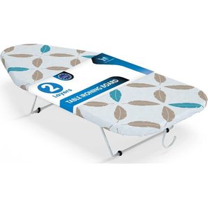 Tafelstrijkplank, eenvoudig en veilig op je tafel, 70 x 33 cm, 100% BCI katoen, extra stabiel, ideaal voor kleine huishoudens of onderweg, hoogste kwaliteit