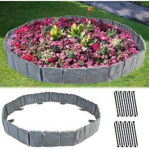 Flexibele gazonrand No-Dig - Landschap randrand - Imitatie steen - Buiten binnenplaats tuin - 30 stuks/75 m grijs