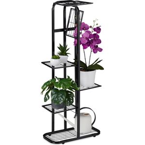 plantenstandaard metaal - 6 etages - binnen - buiten - 107x44x24 cm - zwart