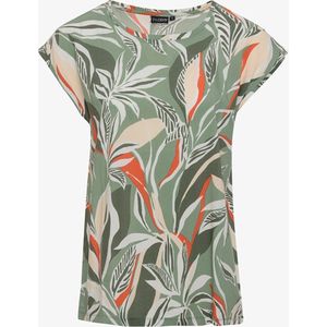 TwoDay dames T-shirt met bladeren print groen - Maat XL