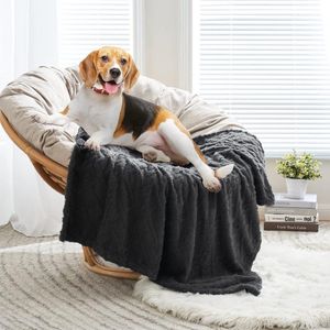 Hond Deken 100x120 cm Pluizige Fleece Stof Zachte en Leuke Warme Bed Cover Deken Gooi Wasbare Slaap Mat voor Honden Katten Cavia Anaimals Groot Donkergrijs