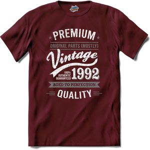 Vintage Legend Sinds 1992 - verjaardag en feest cadeau - Kado tip - T-Shirt - Unisex - Burgundy - Maat XL
