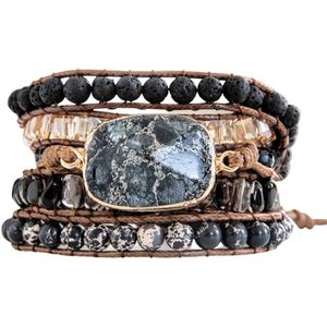 Marama - wikkelarmband Black Stones - vegan - edelsteen Toermalijn