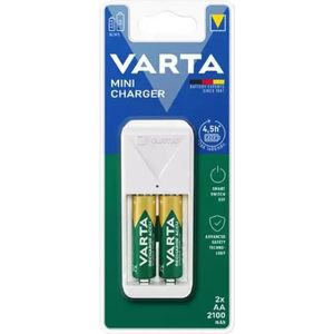 Varta Easy Mini Charger batterijenlader voor AA/AAA met 2x AA / 2100 mAh / wit