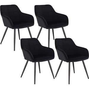 Rootz fluwelen eetkamerstoelen - elegante zitplaatsen - comfortabele stoelen - zachte bekleding - ergonomisch ontwerp - duurzaam metalen frame - 49 cm x 43 cm x 81 cm