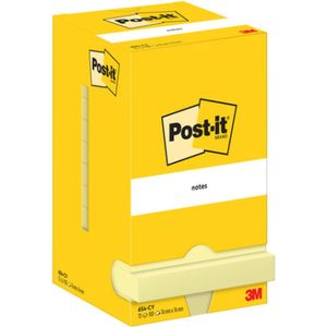 Memoblok 3m post-it 654 76x76mm geel | Doos a 12 stuk | 12 stuks