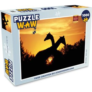 Puzzel Twee giraffen bij zonsondergang - Legpuzzel - Puzzel 1000 stukjes volwassenen
