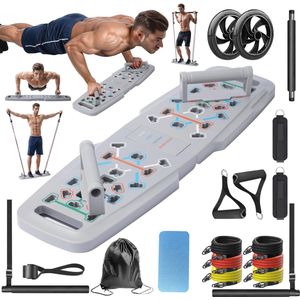 20-in-1 Push Up Board voor Thuis Fitness - Multifunctioneel Oefenapparaat met Weerstandsbanden en Ab Roller