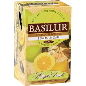 BASILUR Lemon Lime - Ceylon zwarte thee met natuurlijk citroen- en limoenaroma, 25x2 g