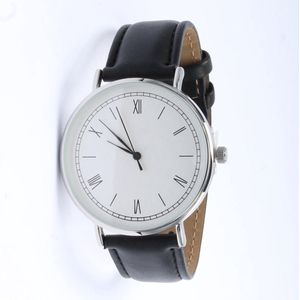 Brigada - unisex horloge - zwarte horloge band - lederen horlogeband - quartz uurwerk seciaal Vaderdag cadeau