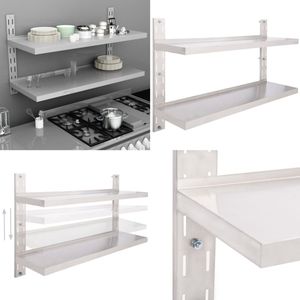 vidaXL Zwevend schap 2-laags 120x30 cm roestvrij staal - Zwevend Wandschap - Zwevende Wandschappen - Wandschap - Wandschappen