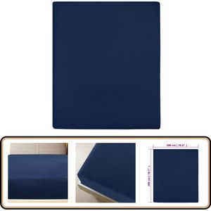 vidaXL Hoeslaken Jersey - 180x200 cm - Katoen - Marineblauw Hoeslaken - Jersey Hoeslaken - Katoenen Hoeslaken - Blauwe Hoeslaken - Slaapcomfort