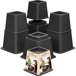 Bed- en meubelverhoger 3-5-8 inch stapelbaar en robuust ondersteunt 250 kg per verhoger set van 8 zwart furniture risers