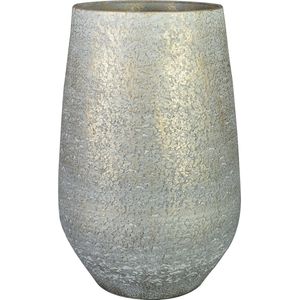 Ter Steege Bloempot/Plantenpot Hoog - Binnen - Metallic Zilvergrijs/Goud - D23/H36 cm - Keramiek