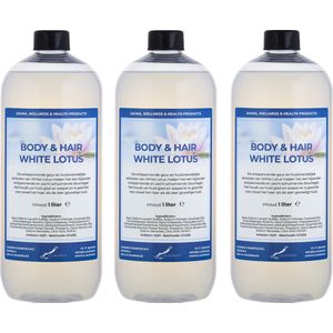 Body & Hair White Lotus 1 liter - set van 3 stuks - 2 in 1 voor lichaam en haar.