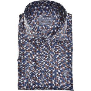 Ledub - Overhemd Print Donkerblauw - Heren - Maat 39 - Modern-fit