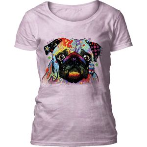 Ladies T-shirt Colorful Pug L