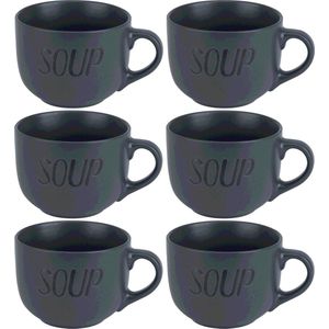 Cosy & trendy soepkommen - 6x - donkergrijs - 11 cm - 510 ml - soepbeker - kommetje - schaaltje