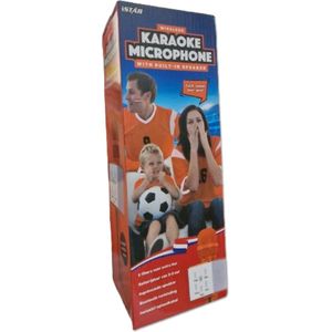 Draadloze Karaoke Microfoon oranje - tot 3 uur speeltijd - USB oplaadbaar