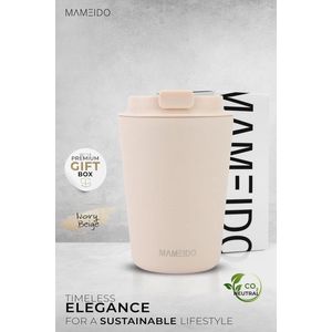 Thermosbeker 350ml Ivory Beige - Koffiemok gemaakt van roestvrij staal dubbelwandig geïsoleerd, lekvrij - Coffee to go Mok