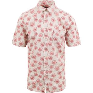 Suitable - Short Sleeve Overhemd Linnen Simon Rood - Heren - Maat L - Regular-fit