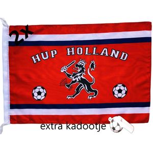 Hup Holland Hup - Vlag - Oranje vlag - EK - WK - 2 stuks - 50 x 70 cm - + Fluitje