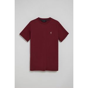 Bordeaux T-shirt met ronde hals en geborduurd Rigby Go-logo