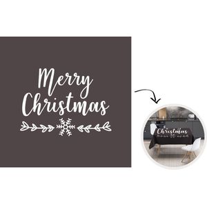 Kerst Tafelkleed - Kerstmis Decoratie - Tafellaken - 100x100 cm - Kerst quote Merry Christmas zwarte achtergrond - Kerstmis Versiering