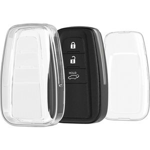 kwmobile autosleutel hoesje geschikt voor Toyota 3 knops RAV4 CHR Corolla 2021 Yaris Hilux - Autosleutel behuizing van TPU - Transparant in transparant