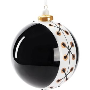 BRUBAKER Premium Kerstbal Dinerjas Zwart En Wit - 3,9 Inch (3,9 In) Glazen Kerstballen Met Porselein Kant Goud - Moderne Kerstboom Kerstballen Pak Met Glitter - Kerstboombal