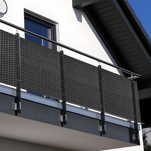 NYVI Polyrattan Balkon Privacy Scherm Privafence 100x300 cm Antraciet - Balkonbekleding met metalen ogen - UV-bestendig, Weerbestendig, 100% Ondoorzichtig - Balkonomheining 1x3 m
