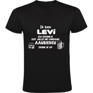 Ik ben Levi, elk drankje dat jullie me vandaag aanbieden drink ik op Heren T-shirt | drank | feest | jarig | verjaardag | vrijgezellenfeest | cadeau | kado