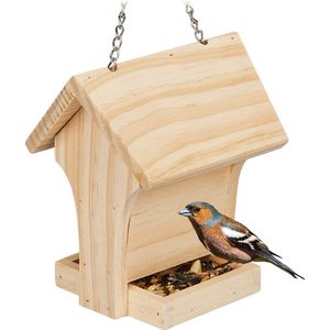 Relaxdays vogelvoederhuisje - hout - 18,5 x 17 x 14 cm - kleine vogels en tuinvogels