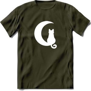 Nacht Wacht - Katten T-Shirt Kleding Cadeau | Dames - Heren - Unisex | Kat / Dieren shirt | Grappig Verjaardag kado | Tshirt Met Print | - Leger Groen - L