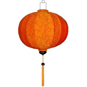 Oranje zijden Chinese lampion lamp rond - G-OR-62-S